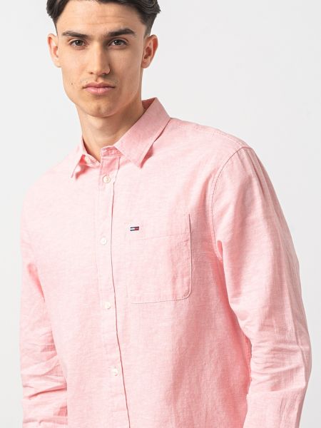 Джинсовая рубашка Tommy Jeans розовая