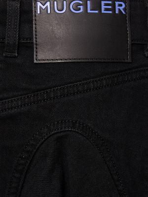 Bavlnená džínsová sukňa s volánmi Mugler čierna