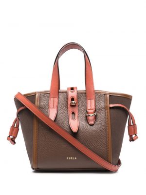 Lær shoppingbag Furla brun