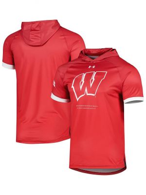 Мужская футболка с капюшоном Red Wisconsin Badgers On-Court реглан Under Armour