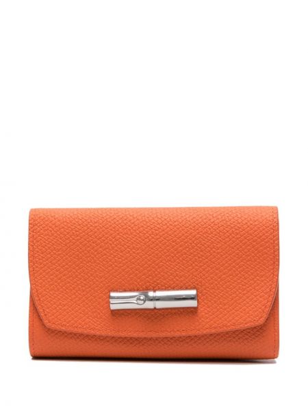 Usnjena denarnica Longchamp oranžna