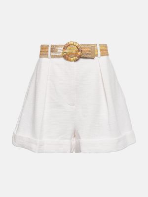 Shorts taille haute en coton Zimmermann blanc