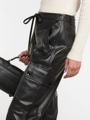 Pantaloni cargo cu talie înaltă din piele din piele ecologică Proenza Schouler