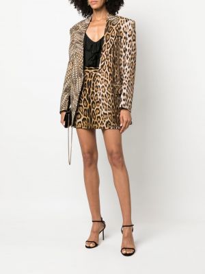 Leopardí mini sukně s potiskem Roberto Cavalli hnědé