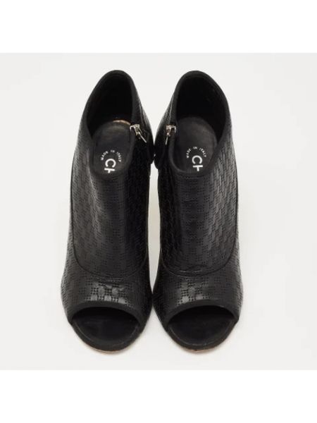 Botas de agua de cuero Chanel Vintage negro