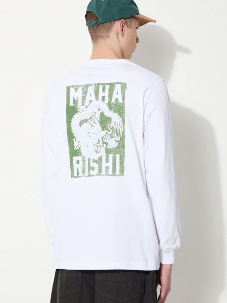 Μακρυμάνικη βαμβακερή μακρυμάνικη μπλούζα Maharishi λευκό