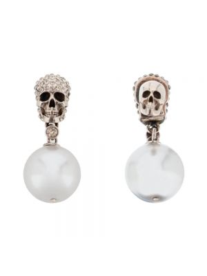Pendientes con perlas de cristal Alexander Mcqueen plateado