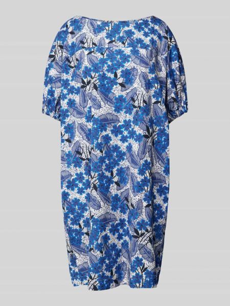 Sukienka midi bawełniana oversize z dekoltem w łódkę Weekend Max Mara niebieska