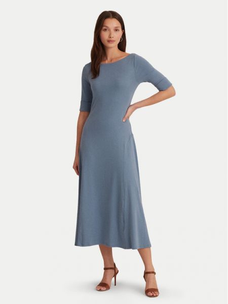 Sukienka midi w jednolitym kolorze Lauren Ralph Lauren niebieska