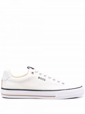 Trykt canvas sneakers Boss hvit