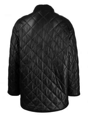 Prošívaný kožený kabát Filippa K černý