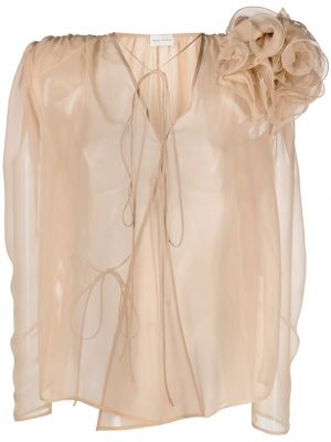 Прозрачна блуза на цветя Magda Butrym бежово