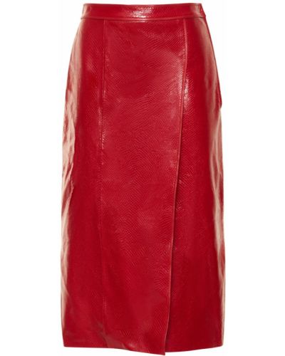 Spódnica skórzana z nadrukiem Gucci czerwona
