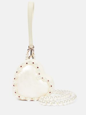 Südametega pärlitega pidulikud kott Simone Rocha valge