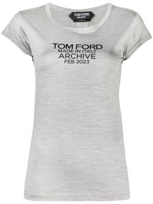 Jedwabna koszulka z nadrukiem Tom Ford szara