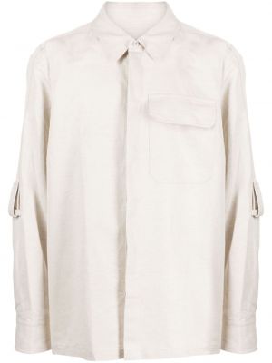 Bavlnená ľanová košeľa Helmut Lang béžová