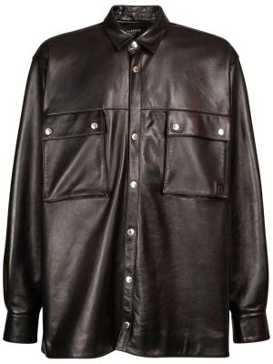 Usnjena jakna Balmain črna