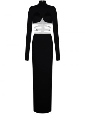 Dlouhé šaty z nylonu na zip s dlouhými rukávy Christopher Kane - černá
