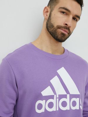 Bavlněná mikina s potiskem Adidas fialová