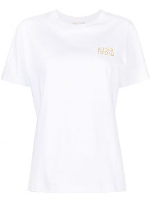 Bomull brodert t-skjorte Nina Ricci hvit