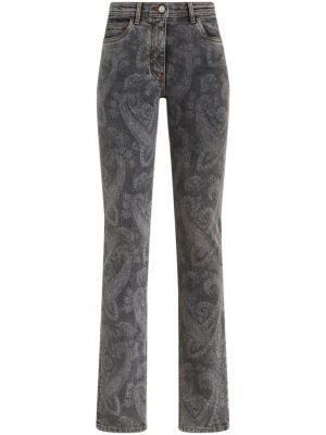 Džínsy s rovným strihom s vysokým pásom s potlačou s paisley vzorom Etro sivá