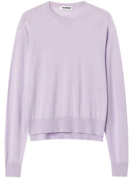 Pulover lung cu decolteu rotund Jil Sander violet