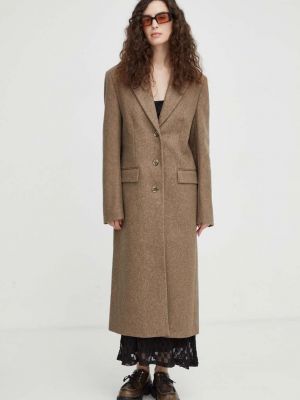 Вовняне пальто Remain коричневе