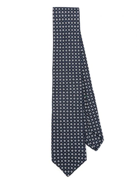 Μεταξωτή γραβάτα με σχέδιο Borrelli μπλε