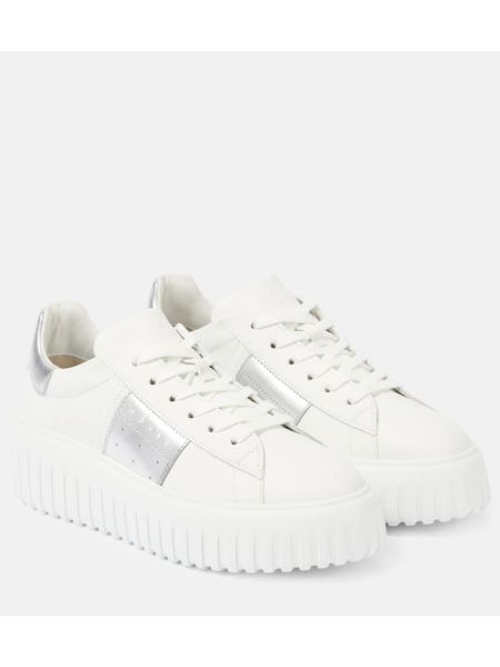 Platform stribet læder sneakers Hogan hvid