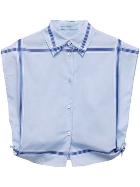Kockovaná košeľa s potlačou Prada modrá