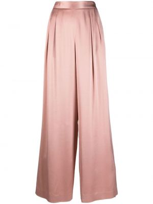 Pantaloni din satin cu croială lejeră plisate Fabiana Filippi roz
