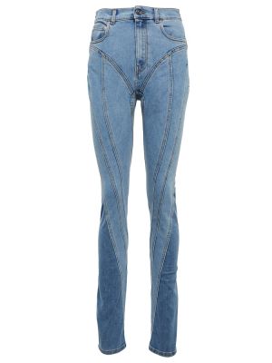 Skinny fit džínsy s vysokým pásom Mugler modrá