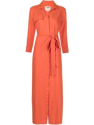 Klasické lněné dlouhé šaty s knoflíky L'agence - oranžová