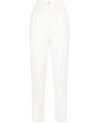 Φλοράλ παντελόνι ζακάρ Dolce & Gabbana λευκό