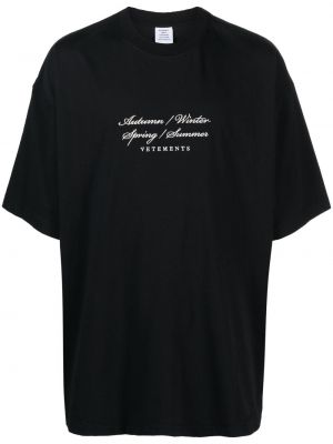 Bavlněné tričko s výšivkou Vetements černé