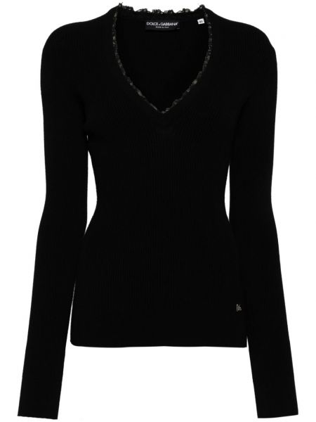 Пуловер с v-образно деколте Dolce & Gabbana черно