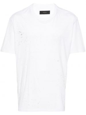 Тениска с протрити краища Amiri бяло