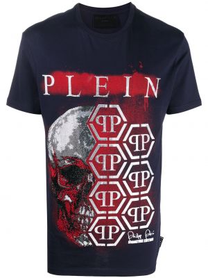 Tričko s potlačou Philipp Plein modrá