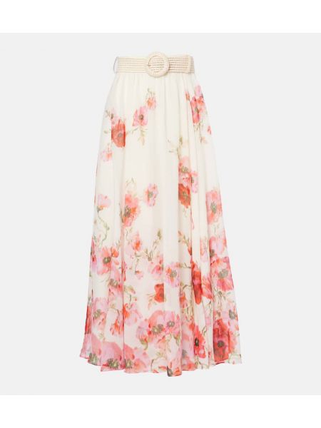 Floral bomull silke maxi skjørt Zimmermann