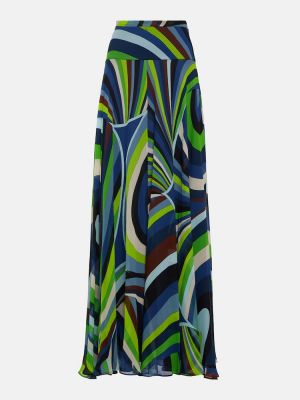 Svilena maksi suknja od šifona s printom Pucci