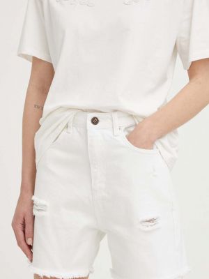 Szorty jeansowe z wysoką talią bawełniane Answear Lab białe