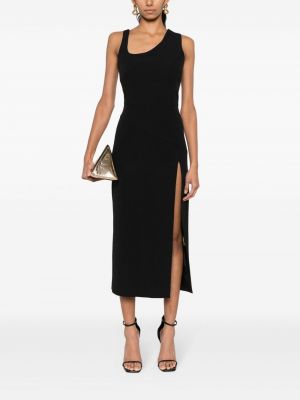 Asymetrické midi šaty bez rukávů Versace Jeans Couture černé