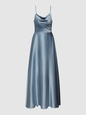 Satynowa sukienka wieczorowa Laona niebieska