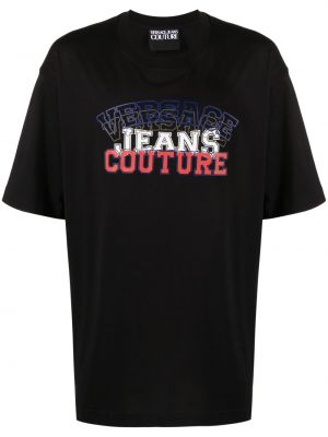 Pamuk tişört Versace Jeans Couture siyah