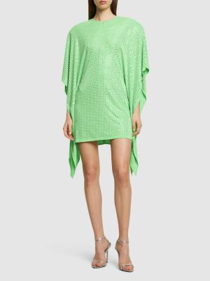 Krištáľové mini šaty David Koma zelená