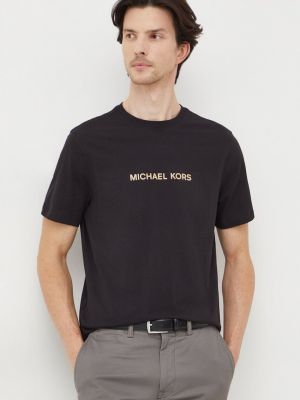 Памучна тениска с дълъг ръкав с принт Michael Kors черно