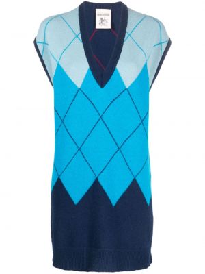 Šaty s vzorom argyle Semicouture modrá