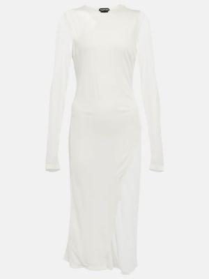 Sukienka midi z dżerseju Tom Ford biała