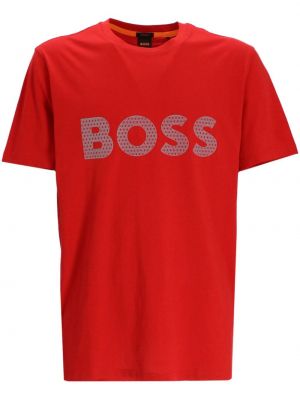 Koszulka bawełniana z nadrukiem Boss czerwona