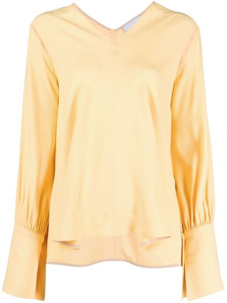 Блуза с v-образно деколте Erika Cavallini жълто